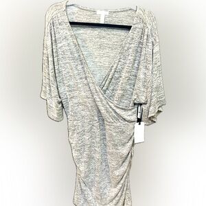 Leith Heather Gray Side Ruched Size XL Stretch Bodycon Kimono Sleeve Knit Dress